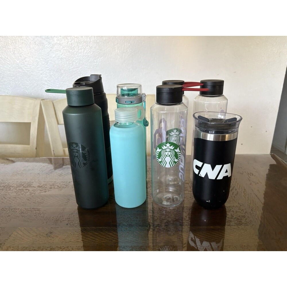 Bundle Of 8 Water Bottles Tumbler Starbucks Martha Stewart Collection